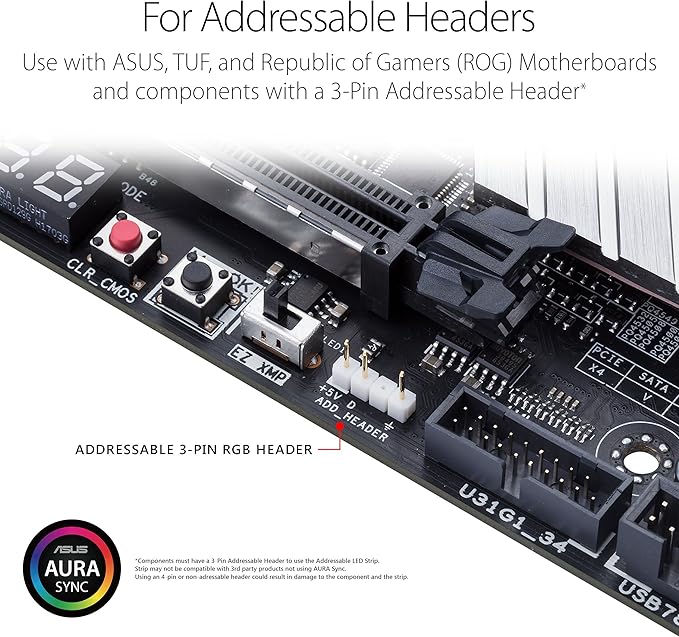 Amazon Co Jp Aura Syncのシンクロledイルミネーションを自由に拡張できるrogアドレサブルledストリップ Rog Addressable Led Strip 60cm パソコン 周辺機器