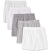 Amazon Essentials Men's Woven Cotton Boxer Short Underwear (Available in Big &Tall), Pack of 5