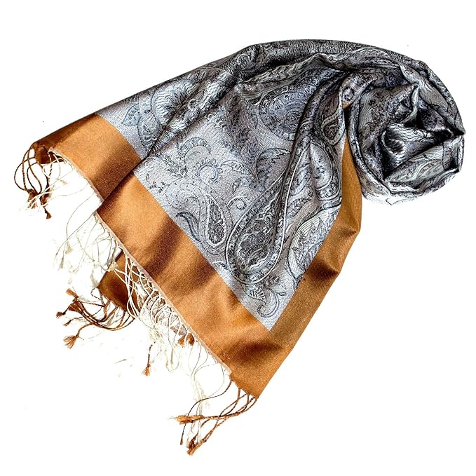 LORENZO CANA Luxus Damen Pashmina Schal Schaltuch jacquard gewebt 100/% Seide 55 x 180 cm Paisley Muster Seidenschal Seidentuch Seidenpashmina harmonische Farben