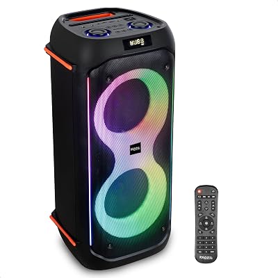 - COLUMBA600 - Enceinte, Baffle Puissant de 2x6,5”/16cm sur Batterie Rechargeable - Bluetooth, Micro-SD, USB, Aux, 2 MIC in - TWS - LED Infini Multicolore - Poignée