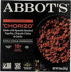 Abbot's Plant-Based "Chorizo", Vegan, Gluten-Free, High-Protein