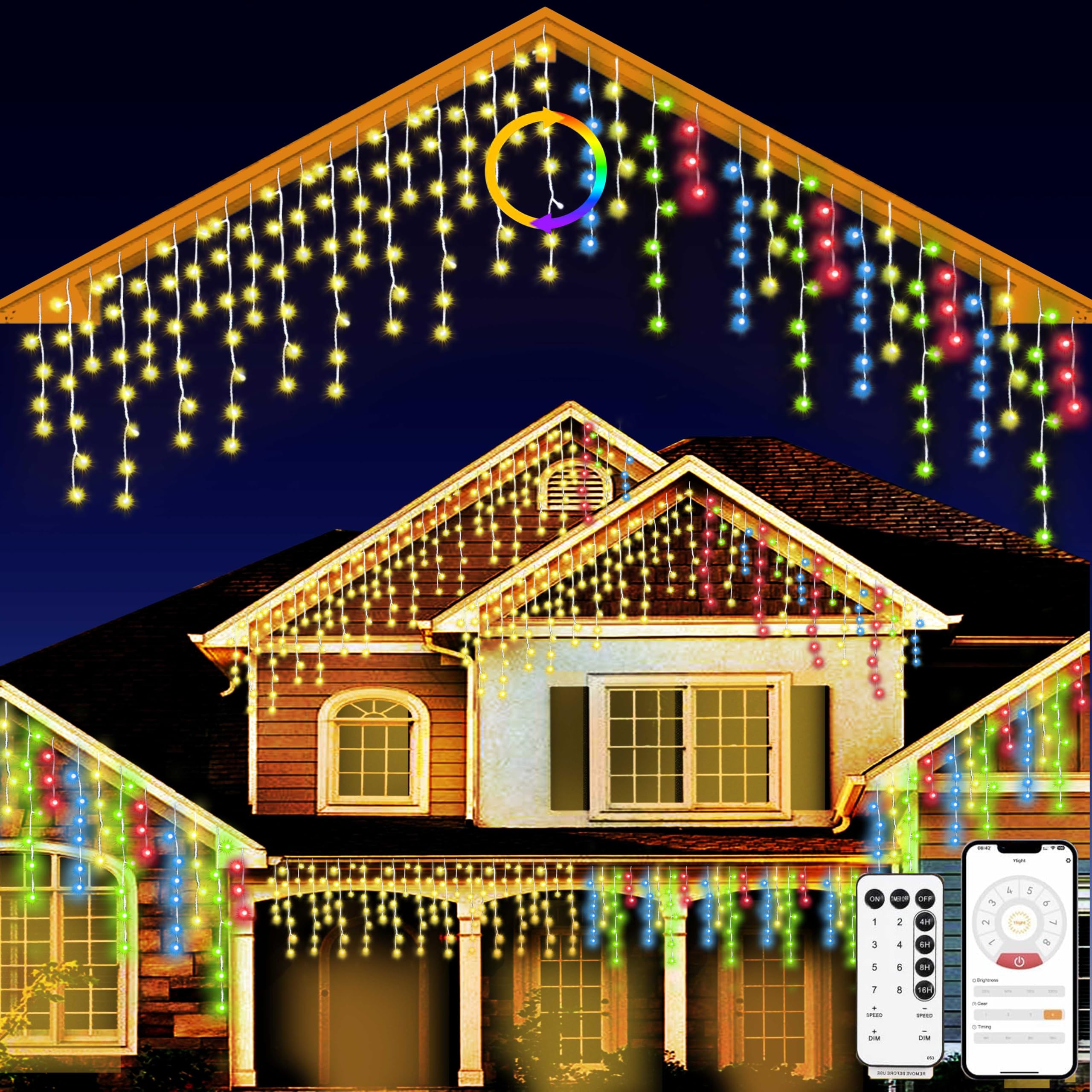 Photo 1 of (missing remote) SOSHOT Christmas String Lights Outdoor - 131Ft/40M 1680 LED 8 Modes with Remote Control and App Waterproof Christmas