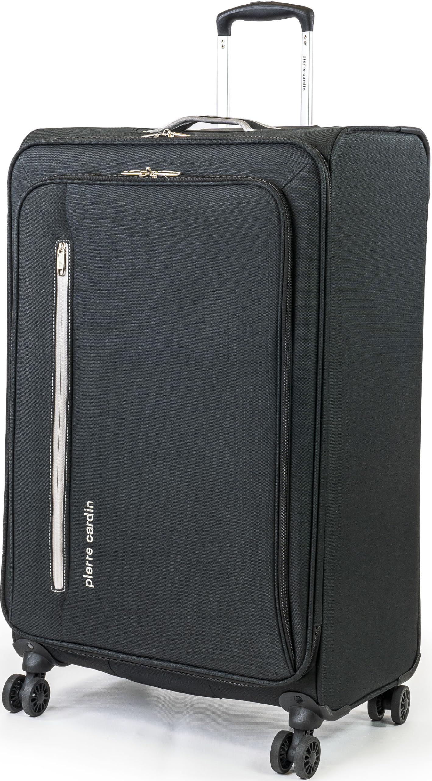 Pierre Cardin Suitcase Large Size | Super Lightweight 78cm Soft Durable Luggage | 4 Dual Spinner Wheels | Large 30" Hold Check-in Travel Case CL610 (Large, Black & Grey)