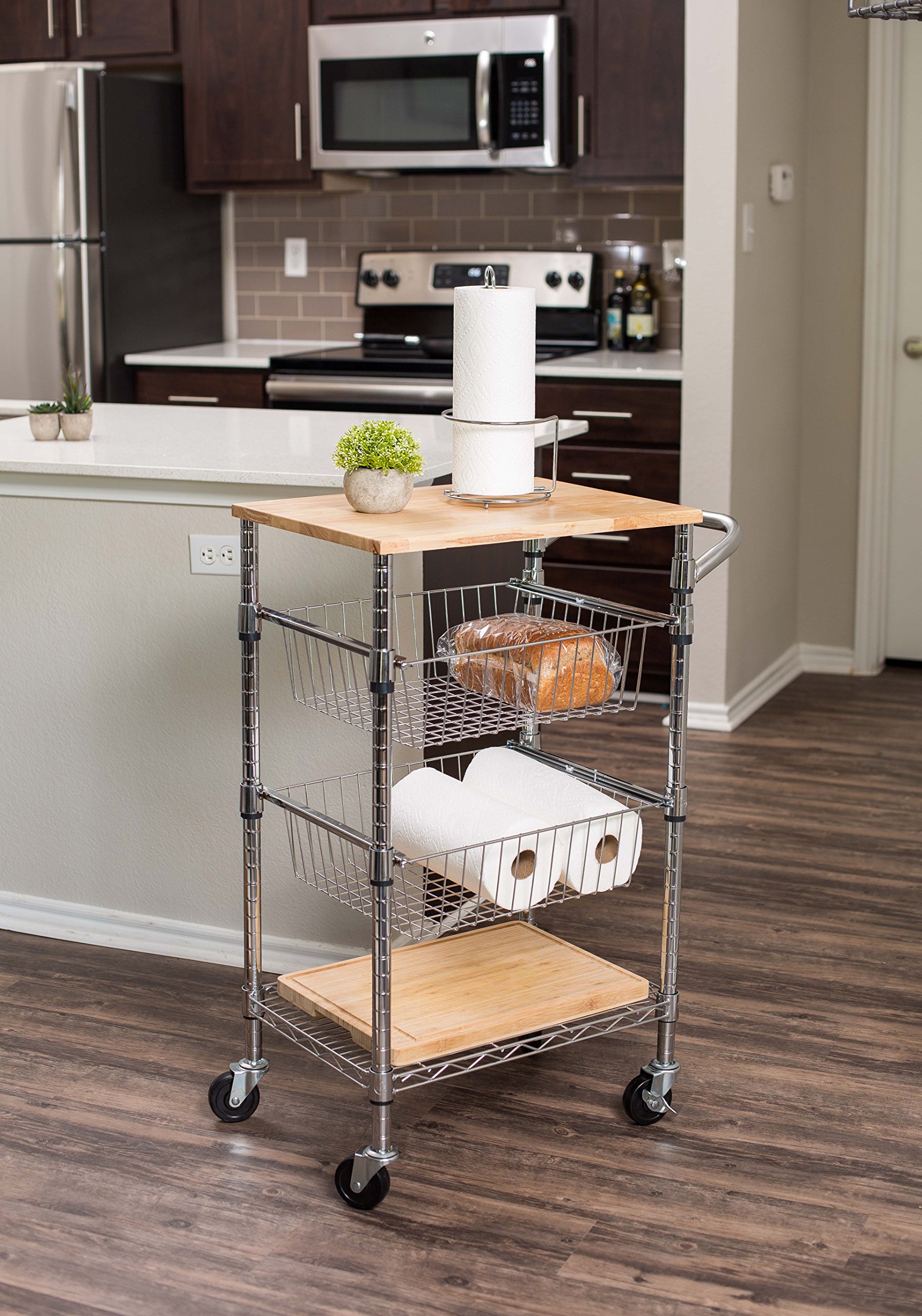 Best 3Tier Kitchen Cart with Wire Baskets Kitchen Island