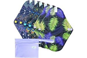 Leekalos Reusable Bamboo Cloth Pads - Light Incontinence Pads - Pack of 6, 1 Mini Wet Bag