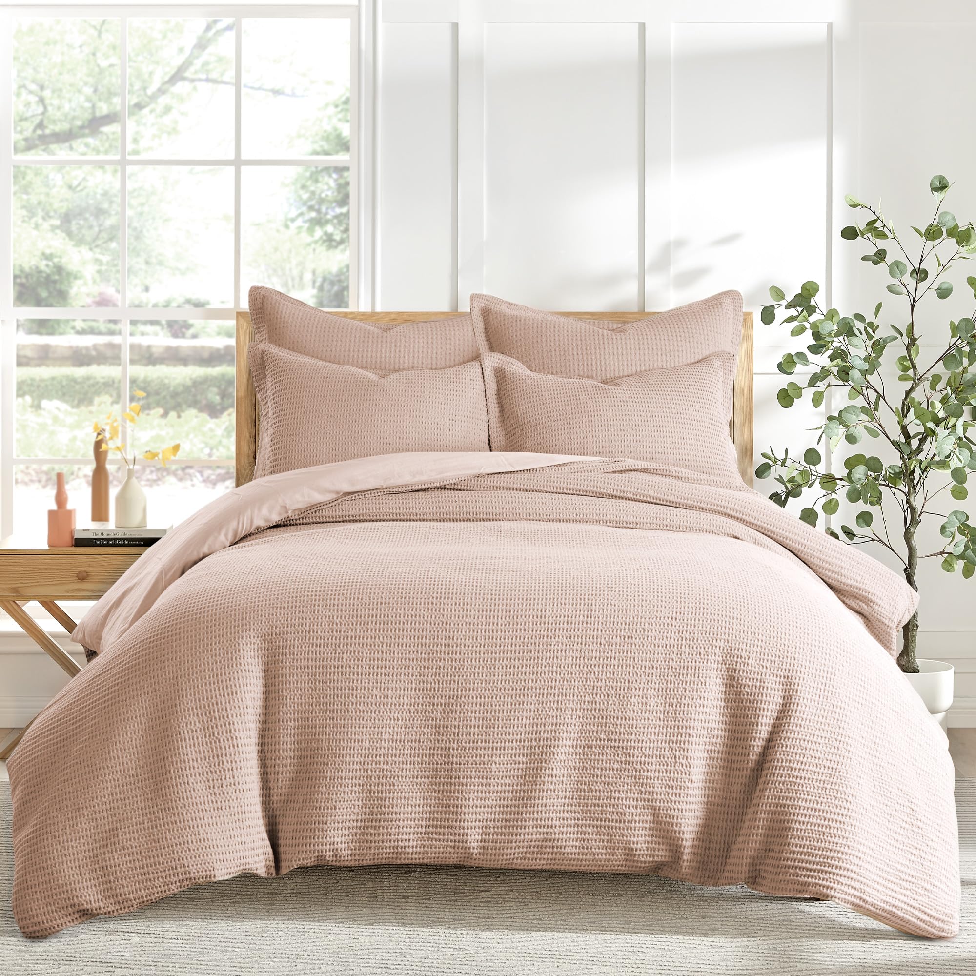 Photo 1 of Levtex Home - Cloud Waffle Duvet Cover Set - Full/Queen Duvet Cover + Two Standard Pillow Cases - Waffle Weave - Blush - Duvet Cover (90 x 94in.) and Pillow Case (26 x 20in.) - Cotton
