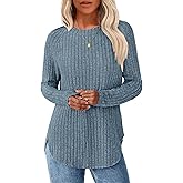 NORACORA Long Sleeve Shirts for Women Crew Neck Tunic Tops Loose Fit Lightweight Pullover Sweaters Trendy 2025
