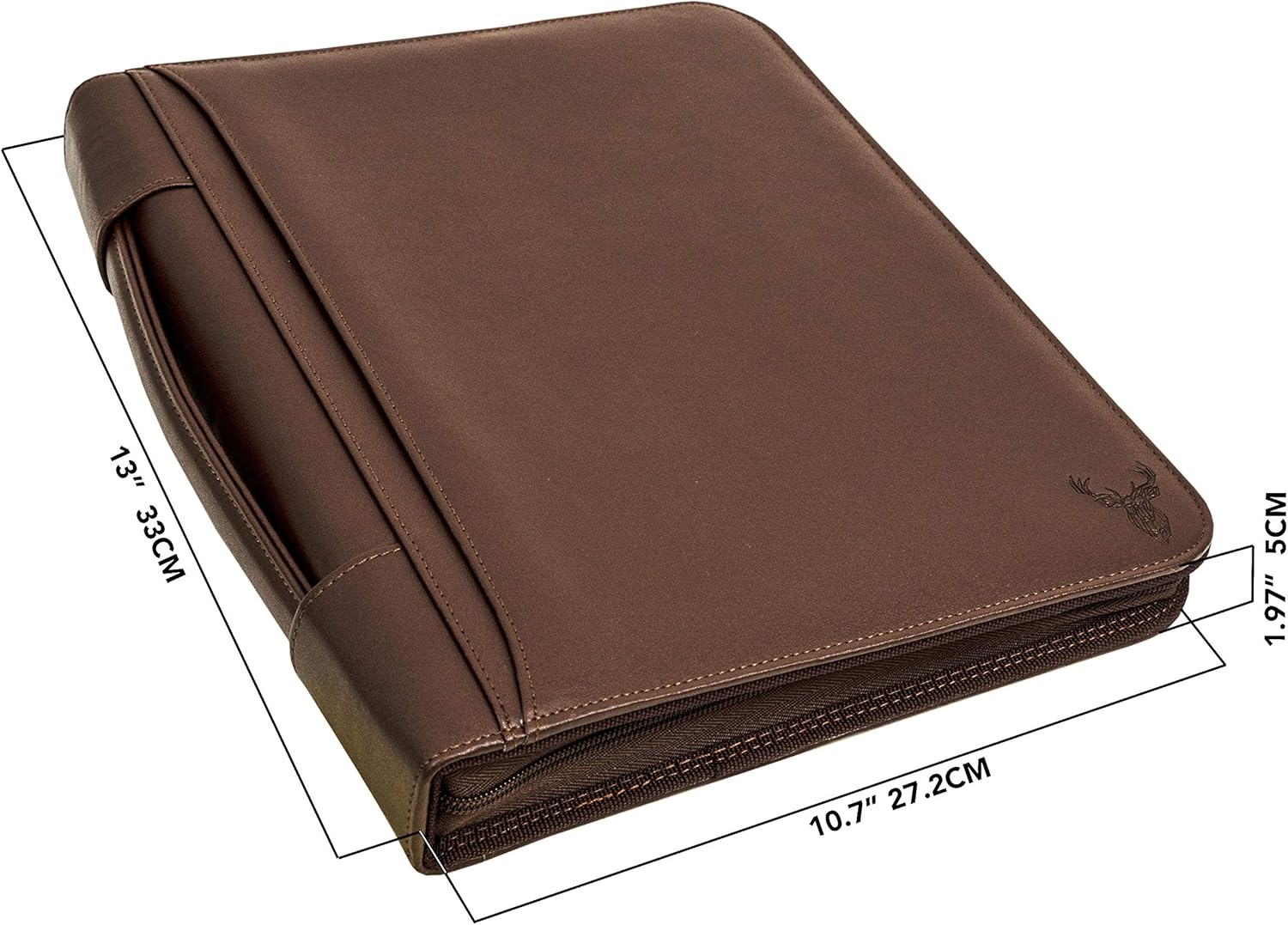 Wundermax Portfolio Padfolio 3 Three Ring Binder Document Organizer Vegan Leather Folder with Handle Legal Size Writing Pad Zipper 10.1 Inch Ipad Case Designer Business Planner for Men Women Brown : Office Products