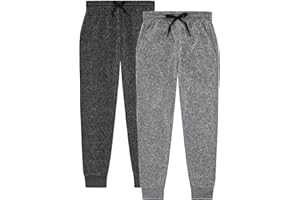 TEX2FIT 2-Pack Girls Joggers, Soft Fleece Sweatpants for Girls (2pcs Set)