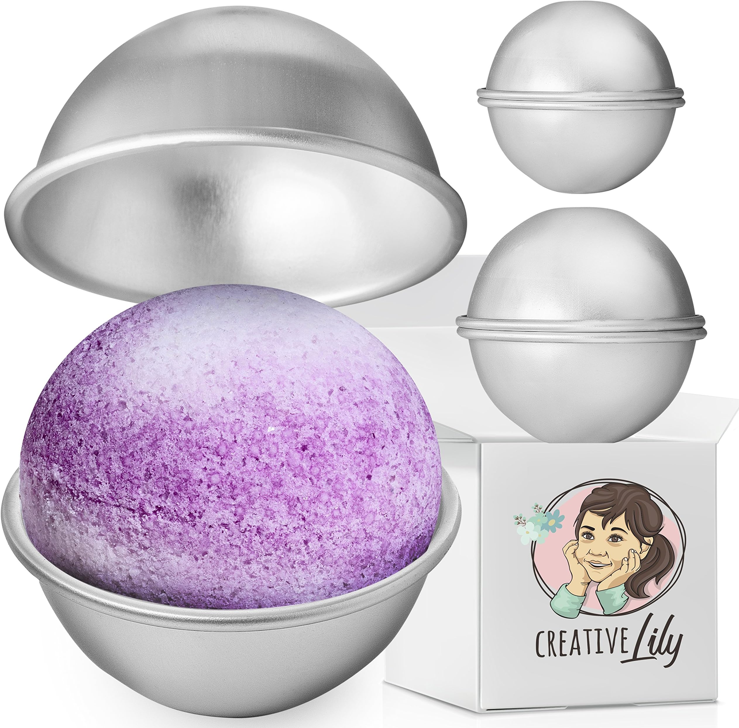Metal Bath Bomb Molds by Creative Lily - Set of 3 Molds Small Medium Large Lightweight and Easy To Use - DIY Bath Bombs and Craft Projects