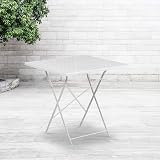 Flash Furniture 28" Square White Folding Patio Table - Indoor-Outdoor Use view 2