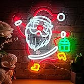 Santa Claus Neon Sign – Dimmable USB-Powered LED Neon Lights For Wall Decor 13.38 * 12.6 In For Christmas Festival Celebration Decoration Holiday Gifts Party Bars Bedroom Living Room