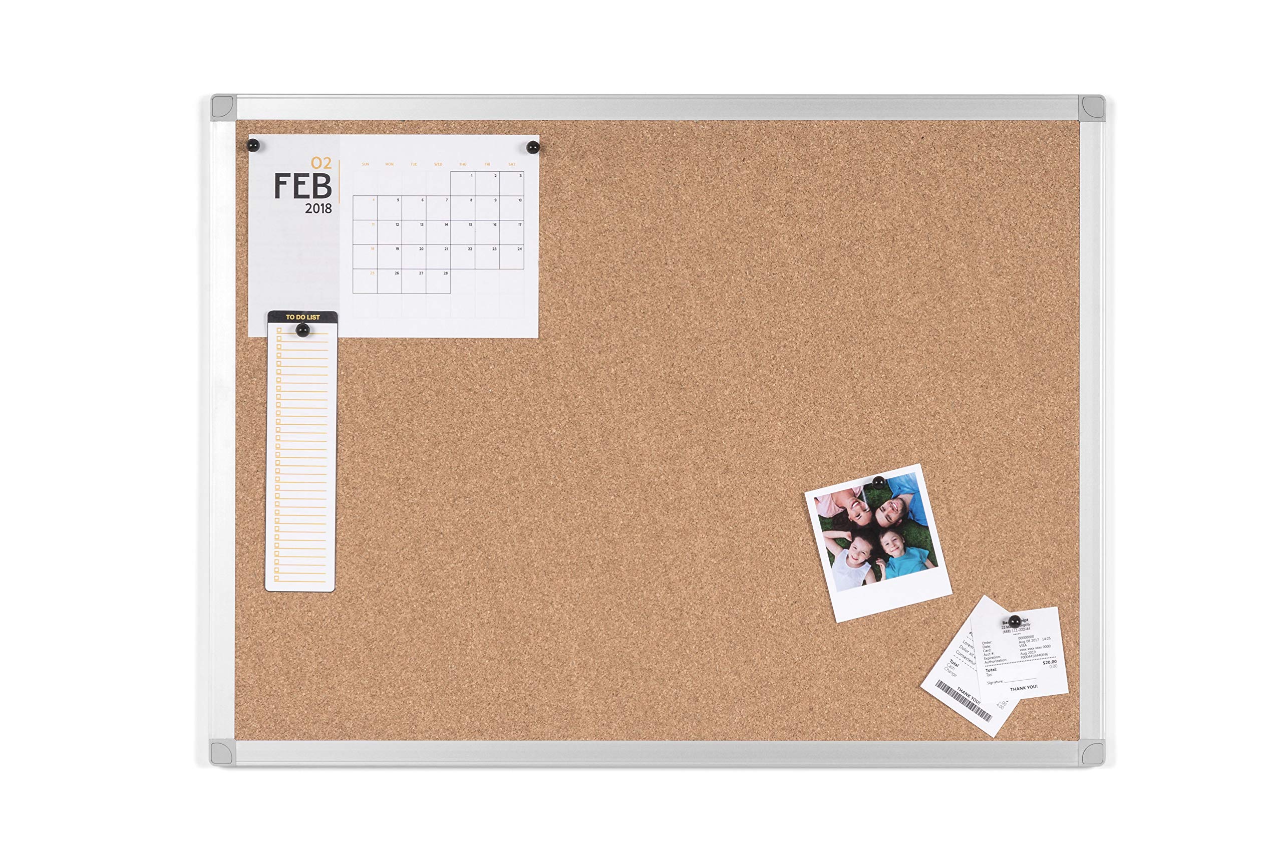 BoardsPlus Cork Notice Board - 600 x 450 mm - Cork Surface, Aluminium Frame, BPM02054040