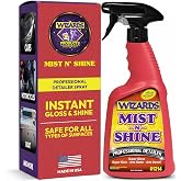 Wizards Mist-N-Shine Quick Detailer Spray - Waterless Wash - 22 oz | Anti-Static Formula for Paint, Chrome, Glass, Plastic, and Rubber Trim, Wax-Free, No Petroleum Solvents, Cars, Bikes, Boats