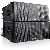 Sound Town ZETHUS Pair of Dual 10-inch Powered Line Array Speaker System with Onboard DSP, Black (ZETHUS-210BPW-PAIR)