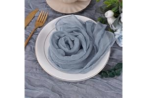 Nydotd 12pcs Sheer Cheesecloth Napkins 20 x 20 Inch Boho Dinner Wrinkled Rustic Linen Table Decorative Cloth Napkins for Wedd