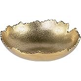 Red Co. 8.75” Gold Moon Decorative, Asymmetrical Torn, Hammered Metal Centerpiece Bowl with Sculpted Edges