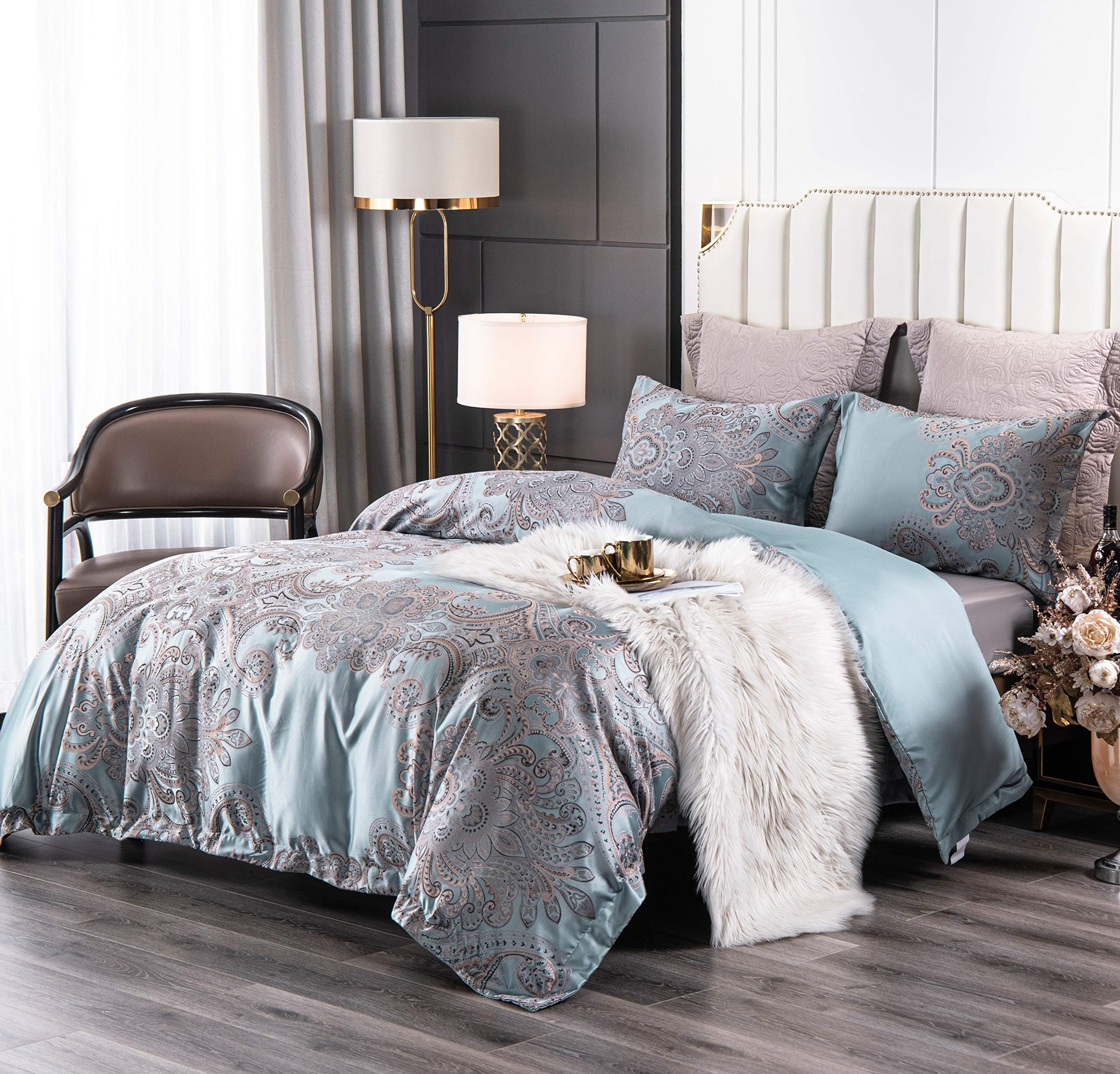 Memories of Italy Duvet Covers King Size, Comforter Cover King, Soft and Elegant Cotton Blend Duvet Cover Set - Zipper Closure (Positano, King)
