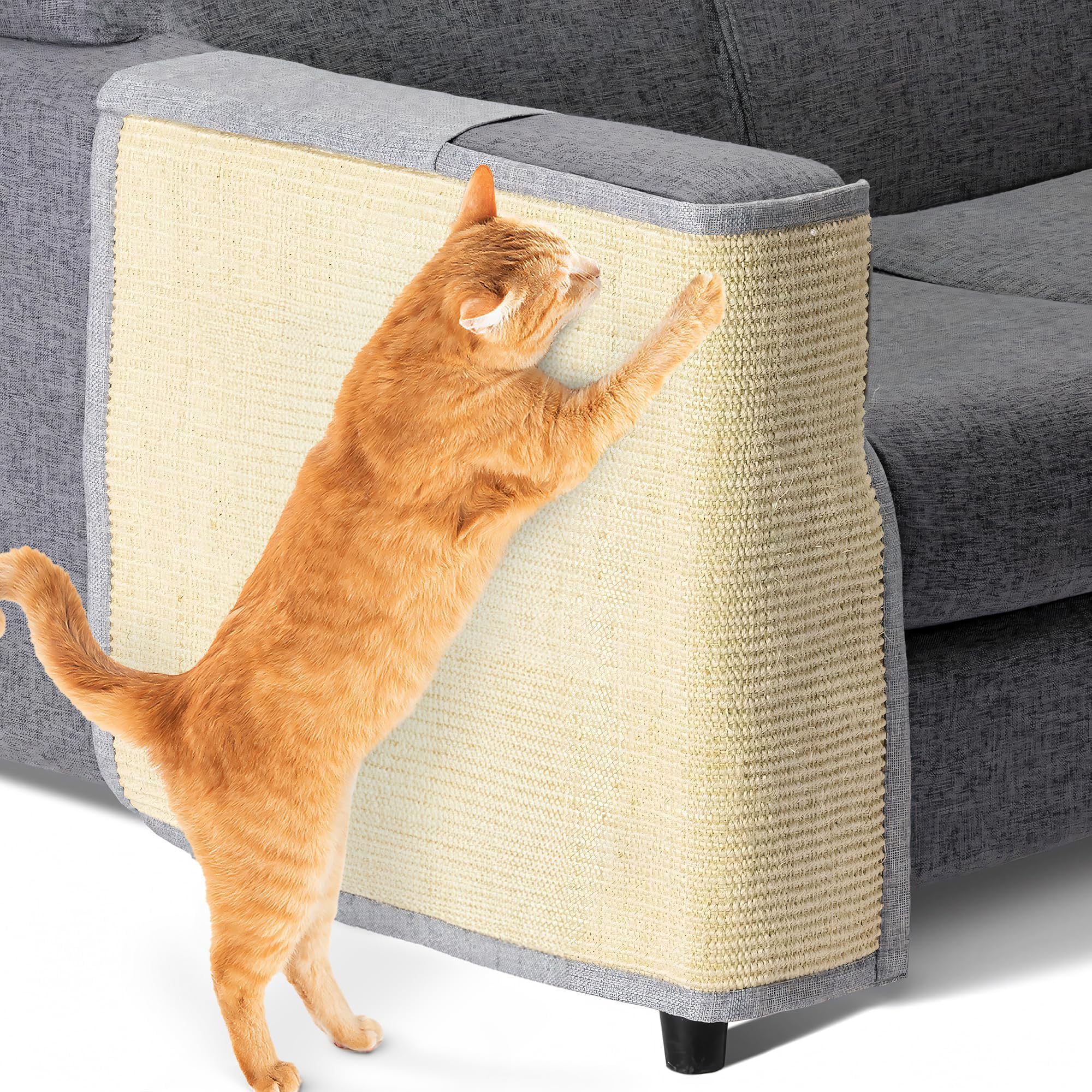 Navaris Cat Scratch Mat Sofa Shield - Natural Sisal Furniture Protector Scratching Pad for Cats - Scratch Carpet for Couch, Sofa, Chair - Right