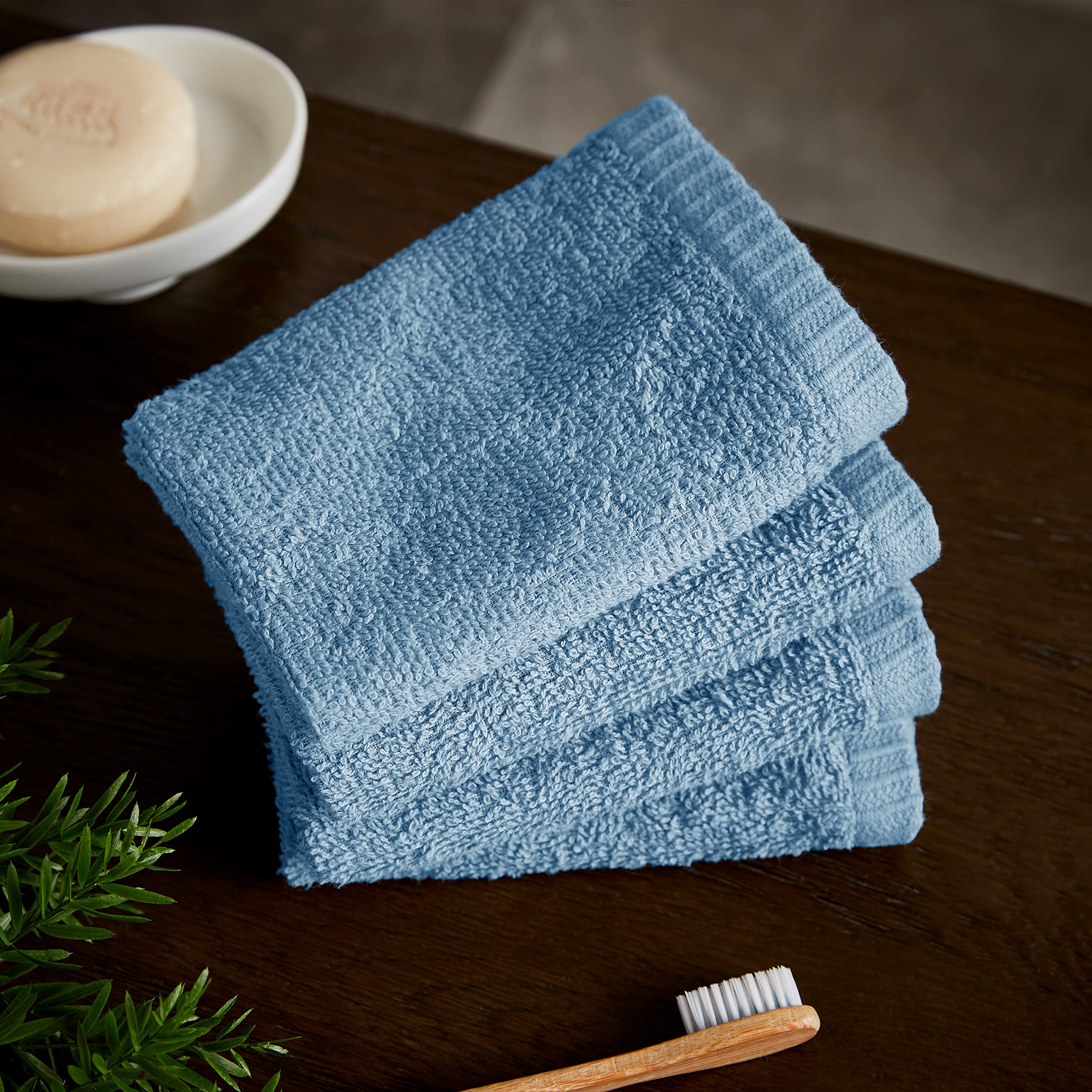 Catherine Lansfield Quick Dry Cotton Face Cloth 4 Pack Blue — image 1