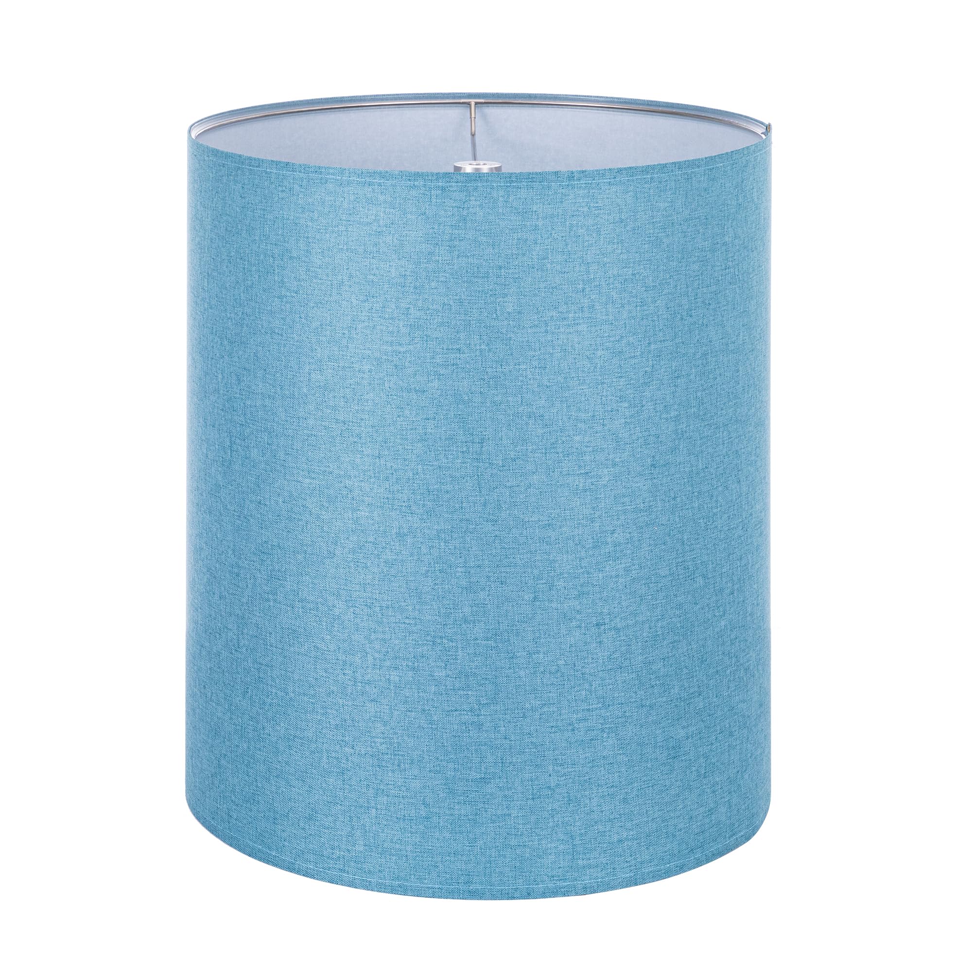 Photo 1 of Wellmet Blue 14"x14"x17" inches Lampshade, Required Assembly for Table Lamp, Bedside Lamp, Floor Lamp, Fabric Drum Lampshade Classic Modern Style, Metal Spider Fitter