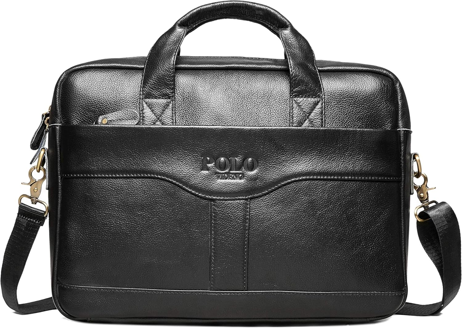 POLO Videng Genuine Leather Briefcase for Men Laptop Messenger Bag