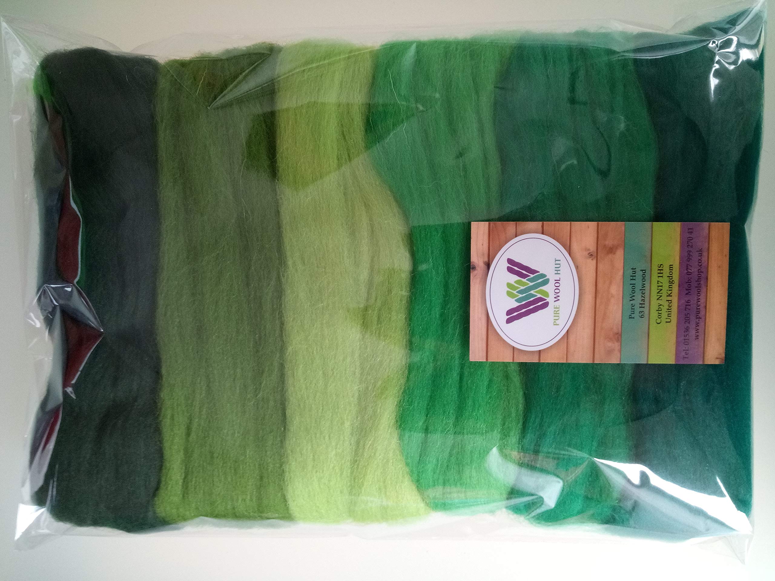 Pure Merino Wool Roving – Assorted Colours for Needle & Wet Felting, Spinning & Weaving, DIY Craft – 60 g Packs (Green 60 g) — image 1
