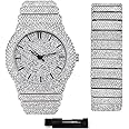 ICE STAR Men's 46mm Fully Iced Out Diamond Watch & Bracelet Set