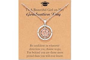 Shonyin Graduation Gifts for Her 2025 Rotate Compass Necklace for Women, Sobriety Gifts for Students Granddaughter Daughter Best Friends Coworker