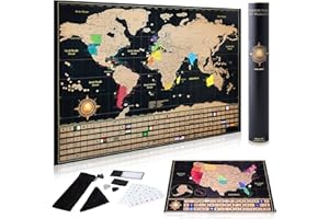 InnovativeMap Scratch Off World Map Poster and Detailed United States Map, Includes Complete Accessories Set and All Country Flags, World Maps for Wall, Fun Gifts for Travelers