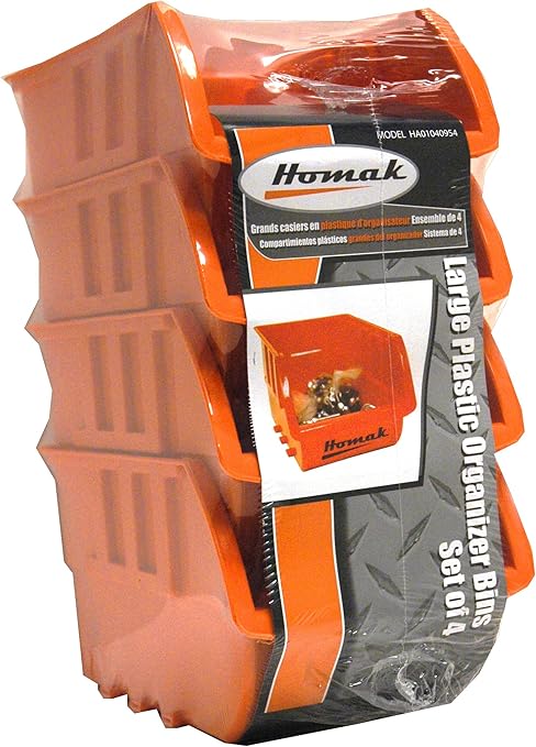 Amazon Homak ホーマック ラージ プラスチック ビン セット パーツトレイ 壁掛けトレイ 工具収納 パーツボックス