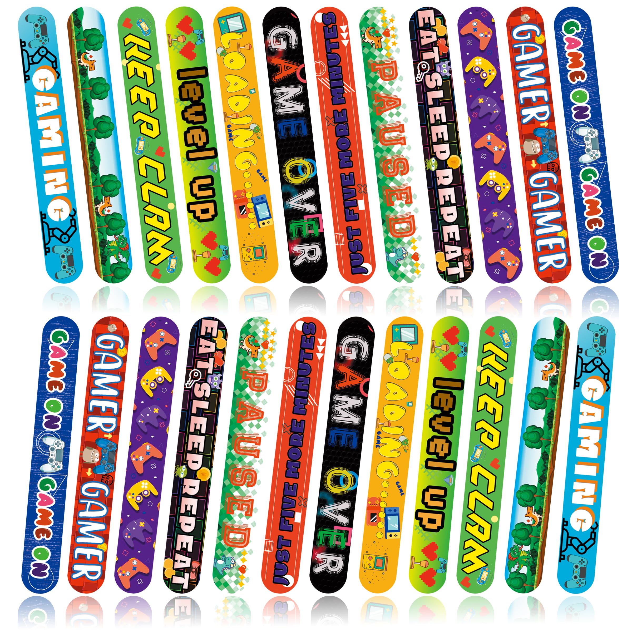 ZADEICK Slap Bands Game, Slap Bracelets with Colorful Pattern, Party Bag Fillers for Kids Gift Birthday Halloween Party Favours