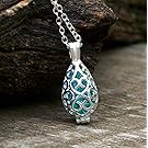 Recycled Vintage Mason Jar Filigree Teardrop Necklace