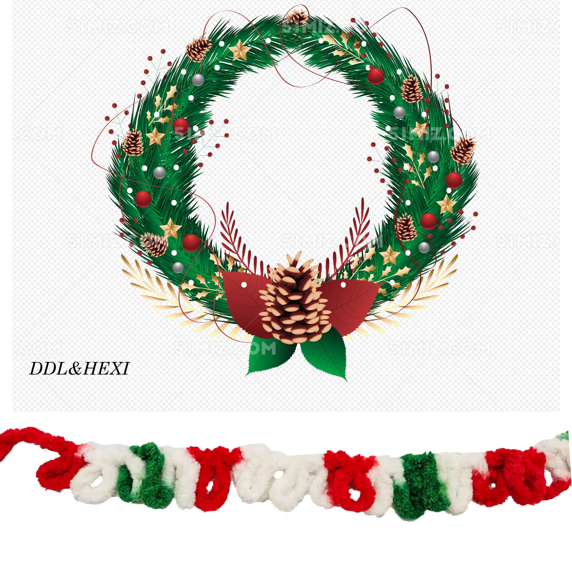 DDL&HEXI 3 Skeins of Loop Yarn Finger Knitting Yarn (605 Christmas)