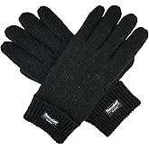 BRUCERIVER Men's Pure Wool Knitted Gloves with Warm Fleece Lining