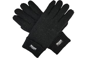 BRUCERIVER Men's Pure Wool Knitted Gloves with Thinsulate Lining
