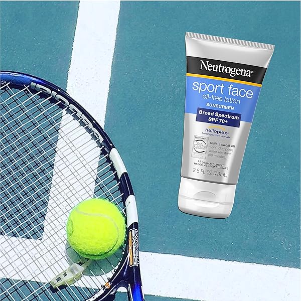 NEUTROGENA SPORT FACE SUNSCREEN, BROAD SPECTRUM SUNBLOCK SPF 70+, WATER RESISTANT SUNSCREEN FOR FACE, SWEAT RESISTANT OIL FREE SUNSCREEN LOTION, 2.5 FL OZ