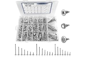 450pcs Self Tapping Screws for Metal, Chunyee 410 Stainless Steel #8 Self Drilling Screws Assortment Set, Assorted Truss Head & Hex Head & Flat Head Self Tapping Sheet Metal Screws, Length 1/2" to 2"