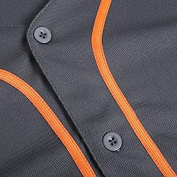 DEHANER Grey Plain Softball Baseball Jersey for Men