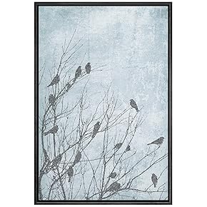 SIGNWIN Framed Canvas Wall Art Birds on Tree...