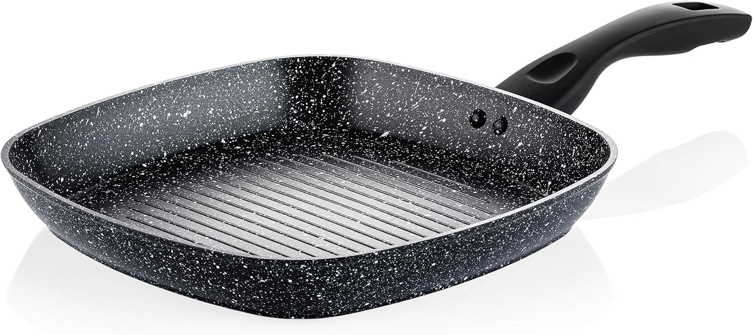 Westinghouse Griddle Pan Non Stick - diameter 28 cm Grill Pan for Indution Gas Electric & Ceramic Hob - Black Marble