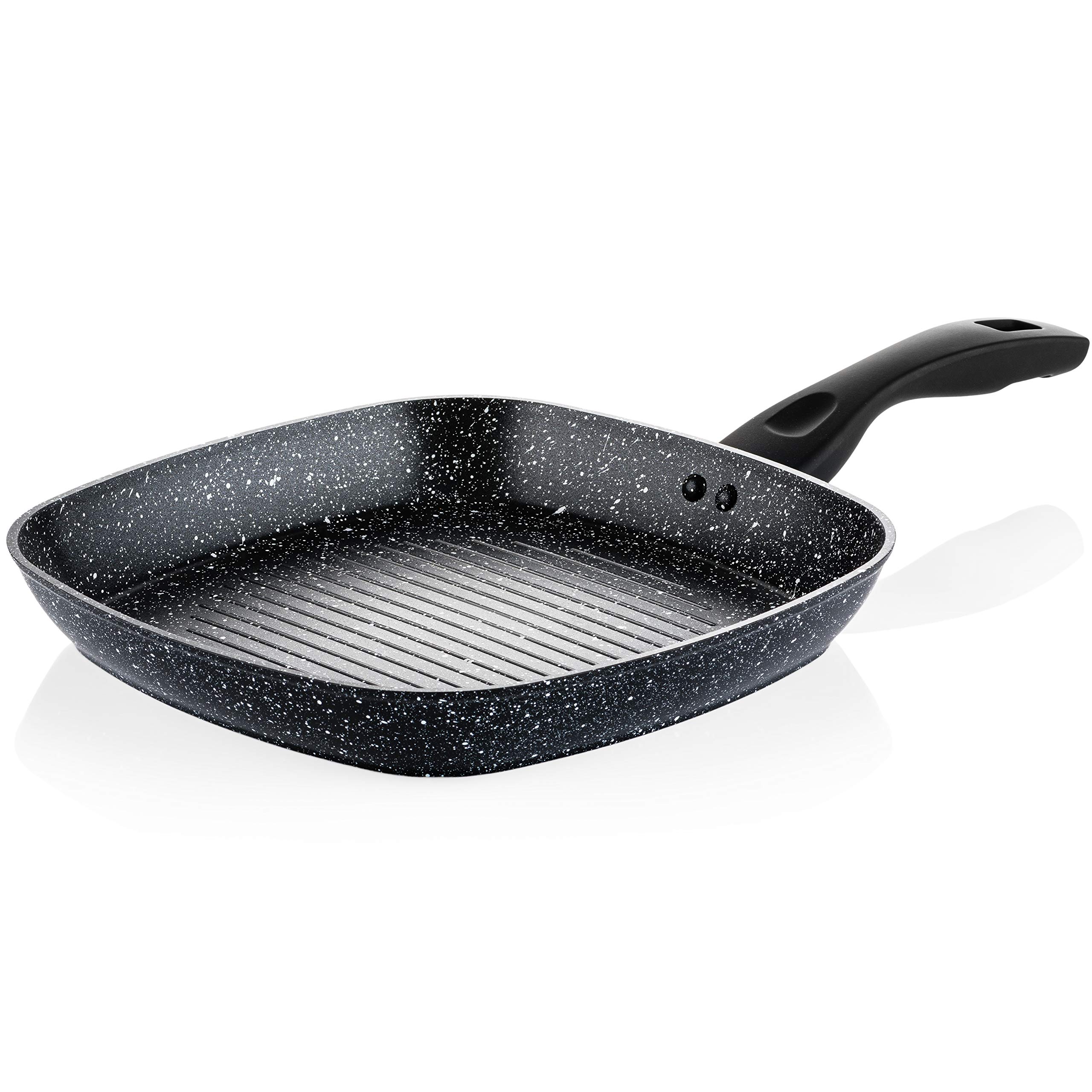 Westinghouse Griddle Pan Non Stick - Ø 28 cm Grill Pan for Indution Gas Electric & Ceramic Hob - Black Marble