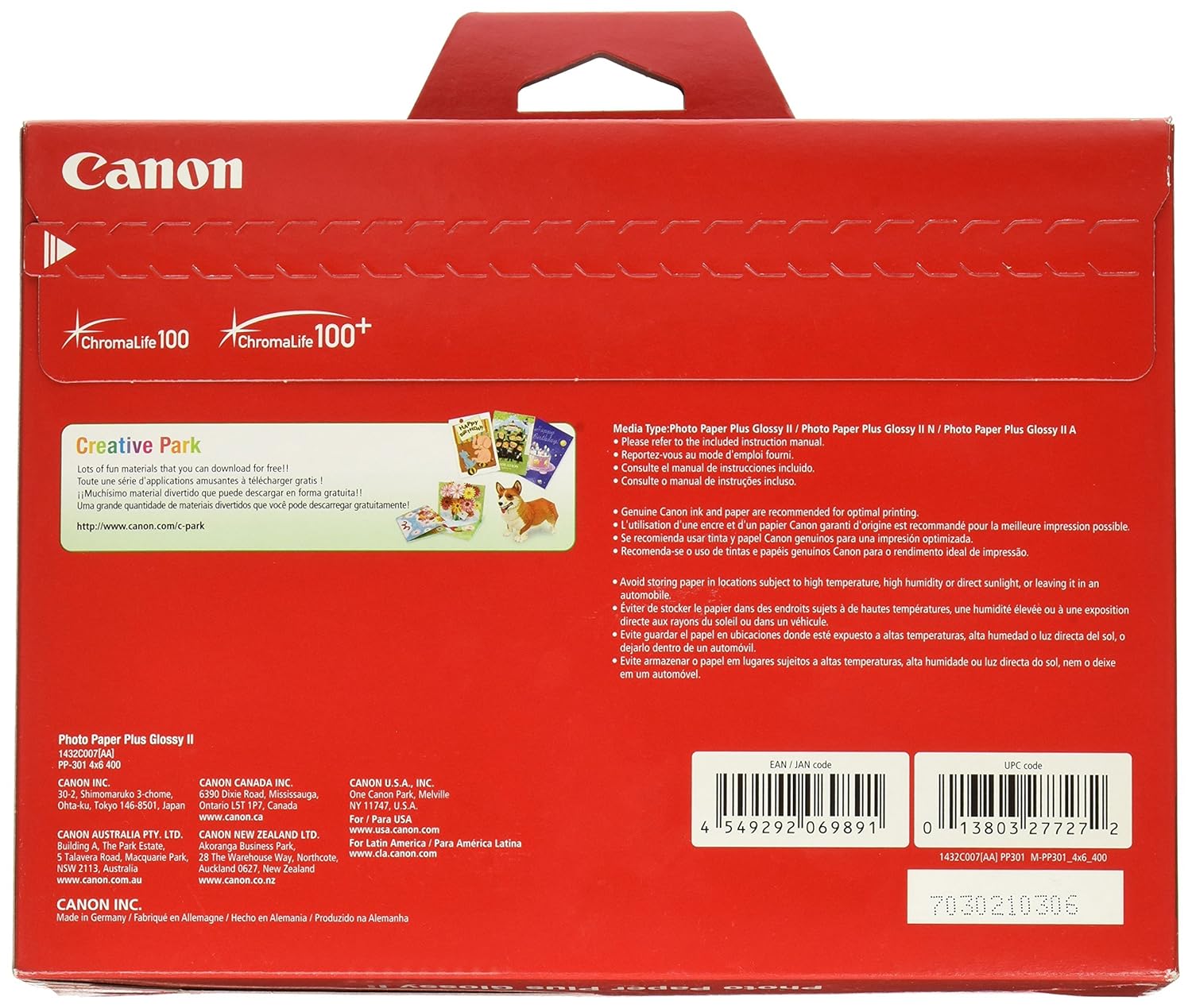 canon photo paper plus glossy ii 4x6 400 sheets