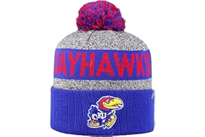 Top of the World NCAA Arctic Striped Cuffed Knit Pom Beanie Hat-Kansas-One Size Fits Most