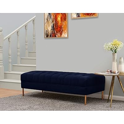 Stunning Navy Blue Faria Velvet Tufted Bench Ottoman Kuwait Ubuy
