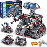 Sillbird Robot Building Kit STEM Gifts for Boys 8-12 with Remote Control | Coding Toys for Kids, Birthday Presents, App-Controlled, Build 4in1 Models, Rechargeable, Red Tracked Racer Car, 631 Pieces