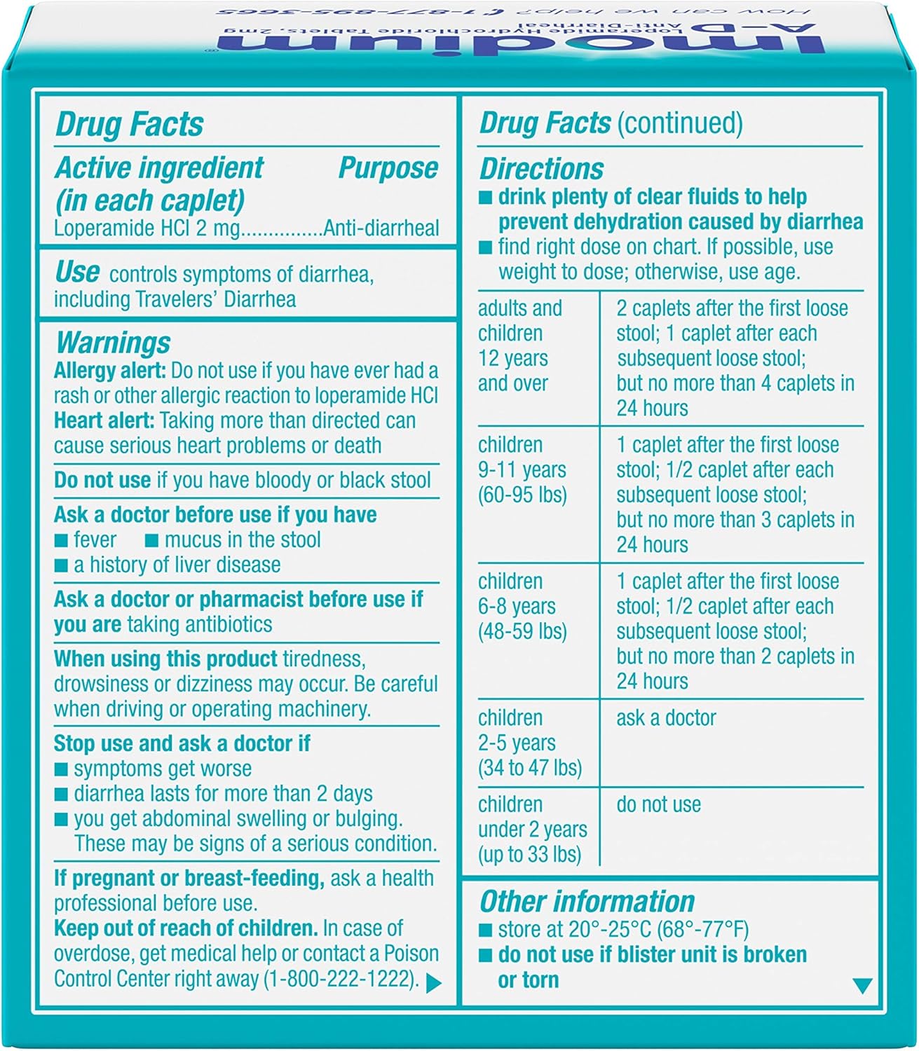 Imodium A-D Diarrhea Relief Caplets, Loperamide Hydrochloride, 24 ct: Health & Personal Care