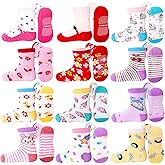 GRPSKCOS Toddler Non Slip Socks- 12 Pairs Anti Skid Kids Socks Cute Crew Grips Sock for 1-7 Years Boys Girls Children