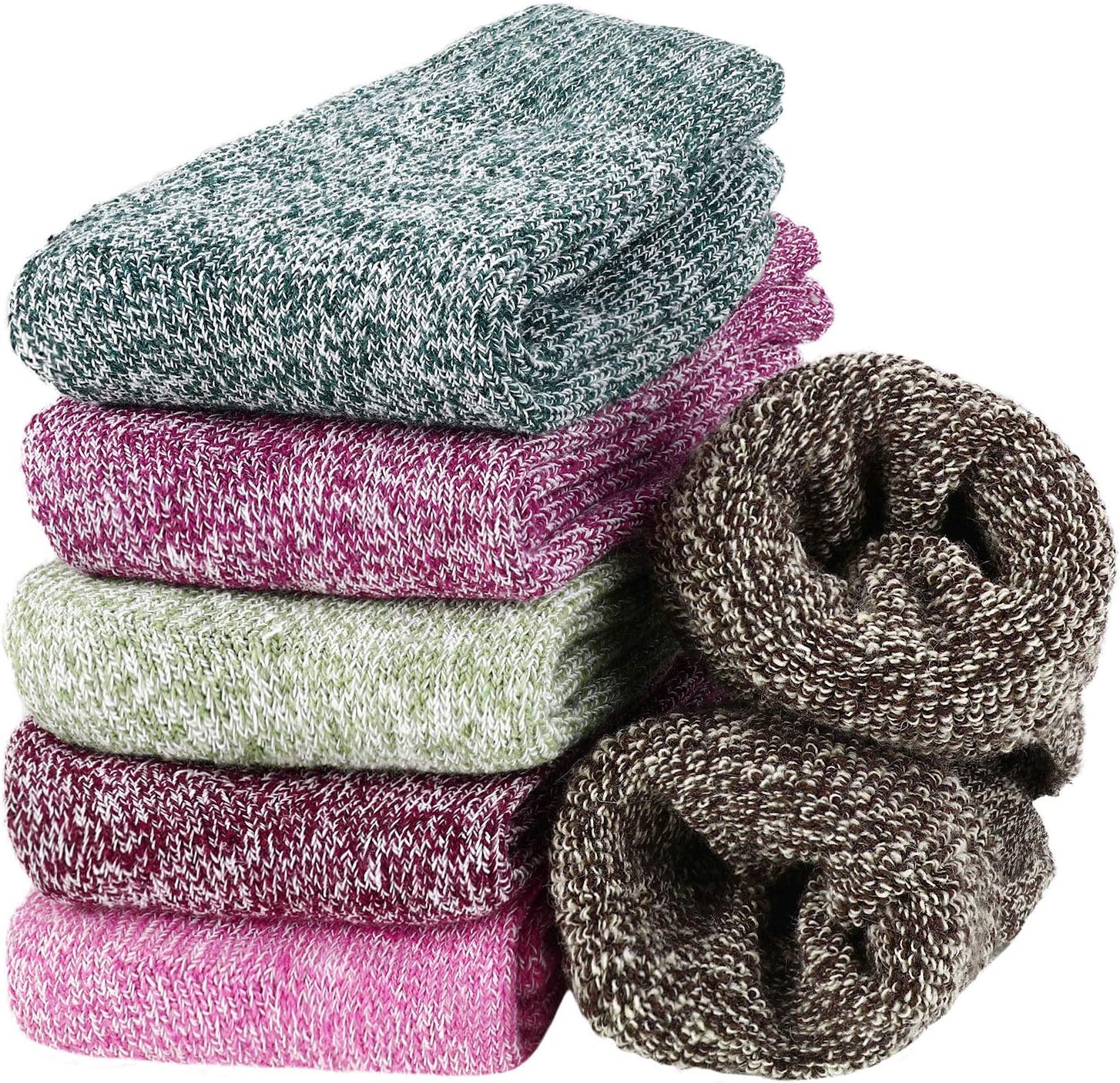 Women Warm Socks,Aiglam 6 Pairs Women Thermal Socks Thermal Warm Knitted Socks Ladies Thermal Socks Christmas Socks for Winter (Style C)