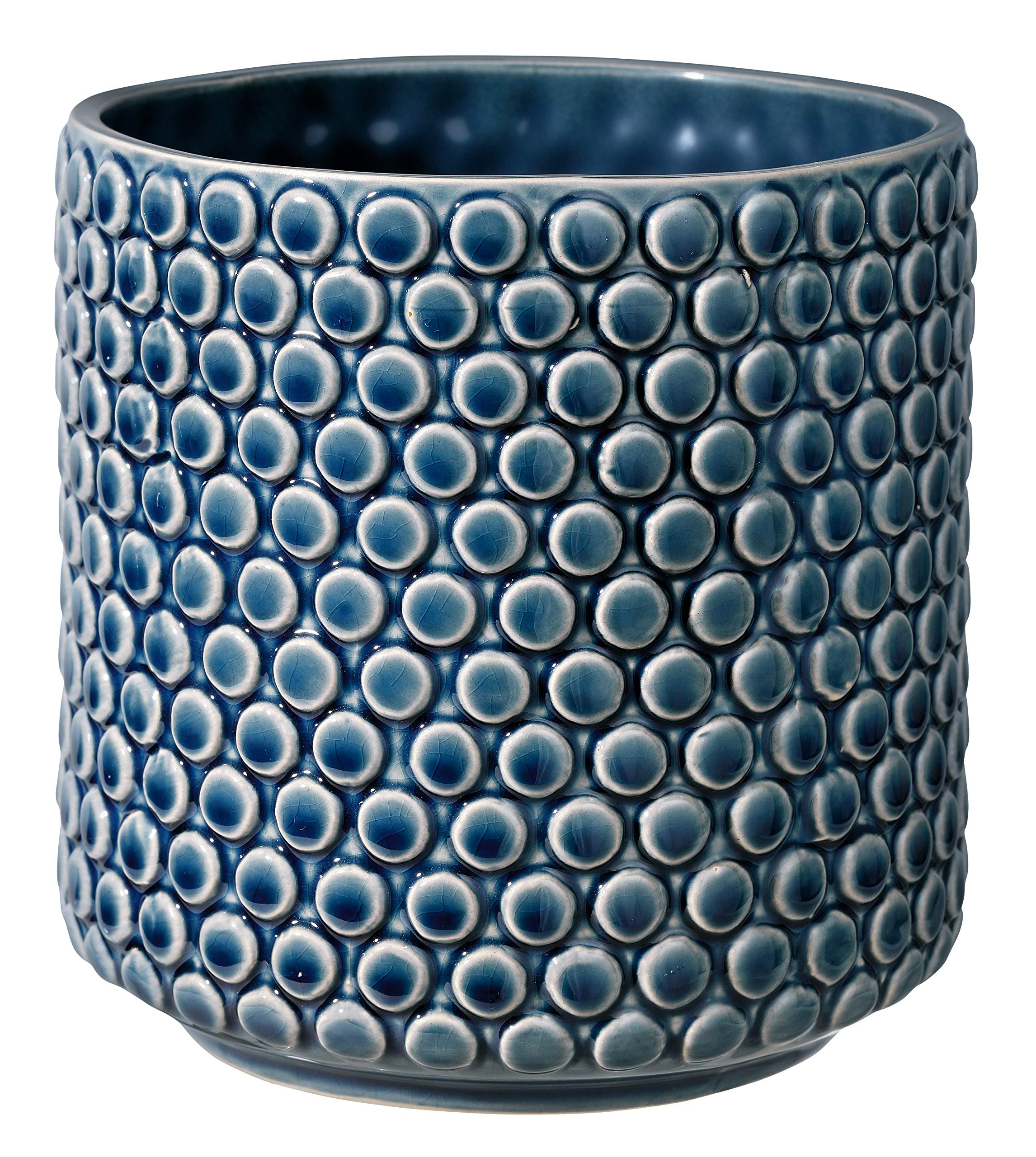 Bloomingville Ceramic Flower Pot Dot - colorful Planter, Pot for plants, sukkulents Size M (15,5 cm ø) Dia 6'' H 6'', Stoneware, petrol